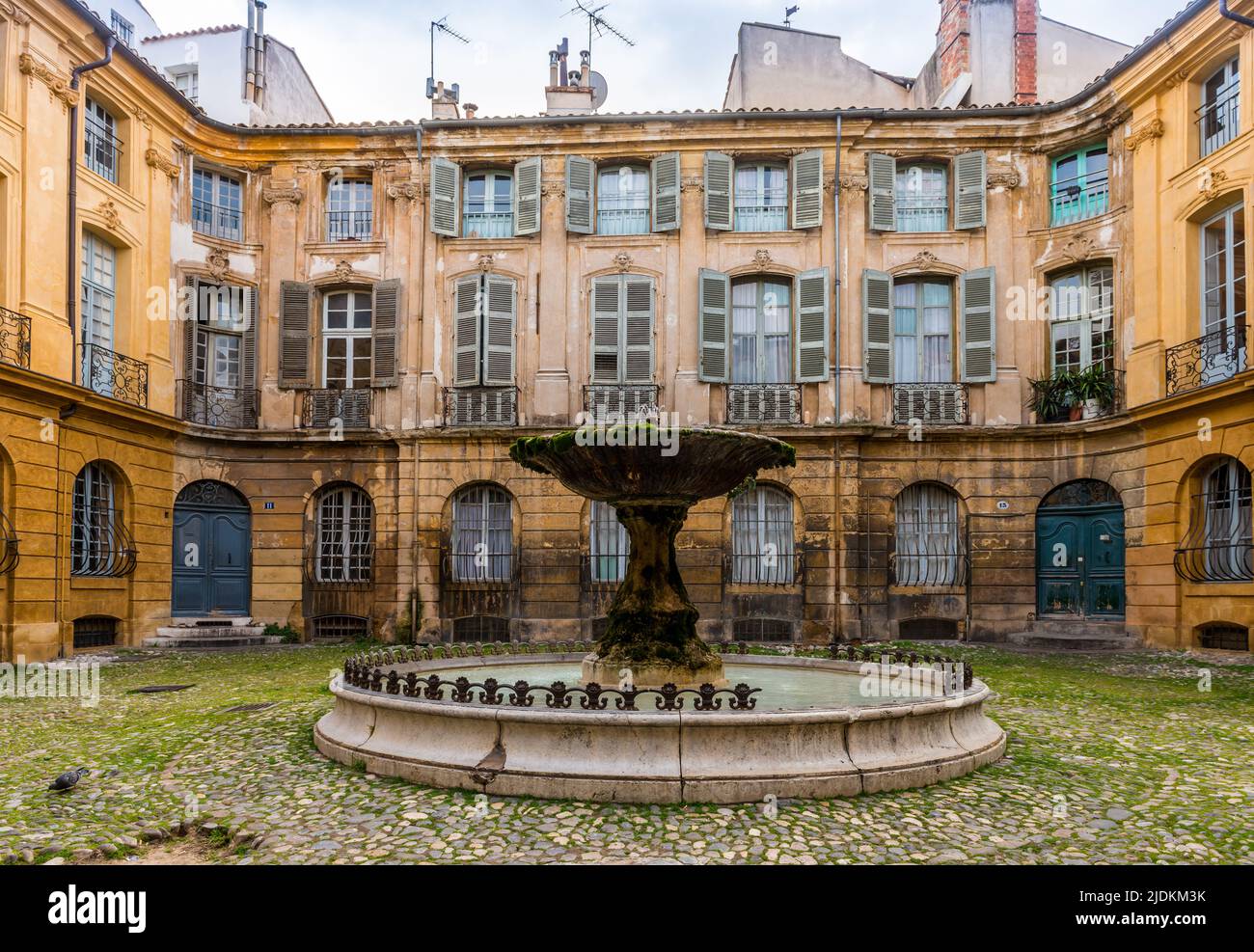 Square d'Alberta, with its fountain in Aix en Provence, in the Bouches du Rhone, Provence, France Stock Photo