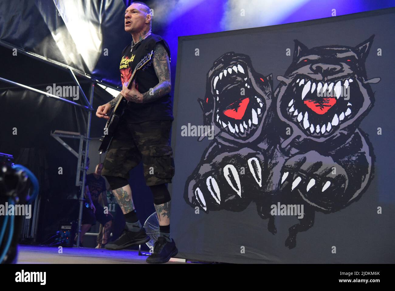 Padova, Italy. 21st June, 2022. Agnostic Front - Vinnie Stigma during The Rumjacks and Agnostic Front Opening Bad Religion, Music Concert in Padova, Italy, June 21 2022 Credit: Independent Photo Agency/Alamy Live News Stock Photo