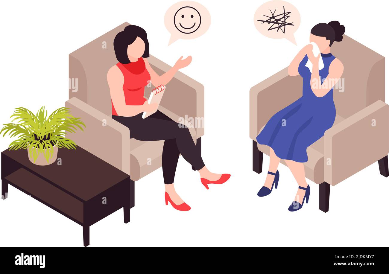 Psychologist psychiatrist isometric composition with stress behavior