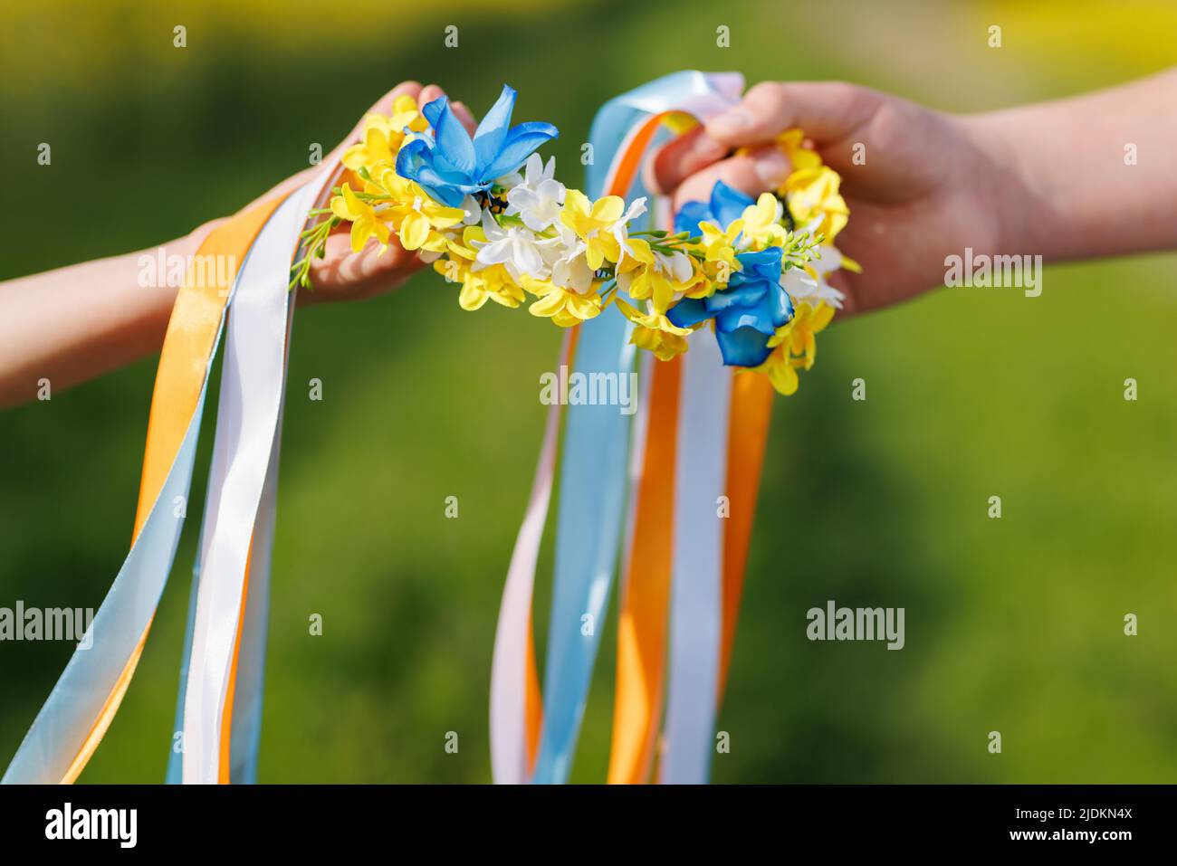 Ukrainian “spring blue and yellow flowers” door wreath main image 1
