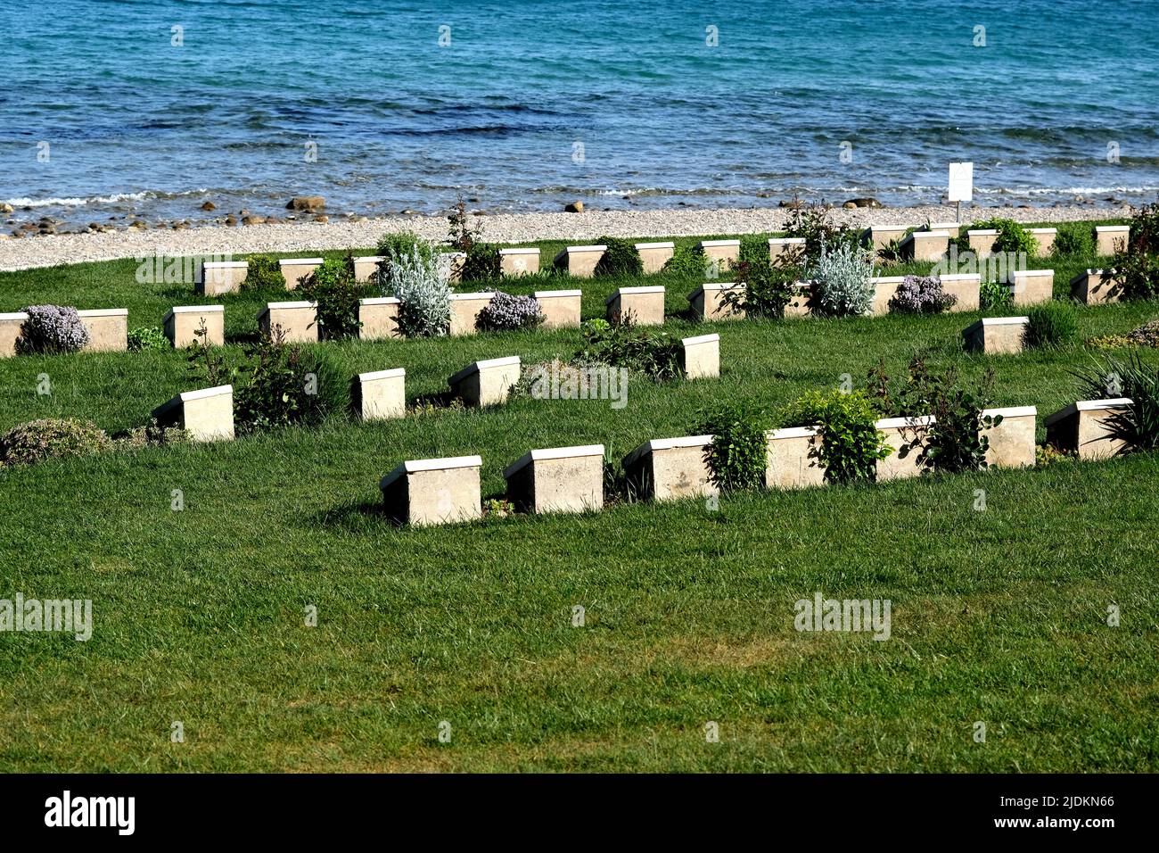 The graves of soldiers who died in World War One near Anzac Cove in Canakkale Turkey Stock Photo