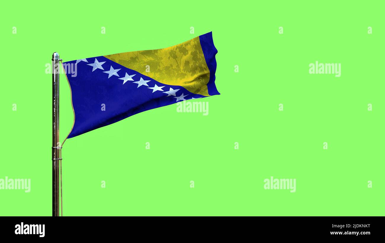 waving flag of Bosnia and Herzegovina for day of the flag on green ...