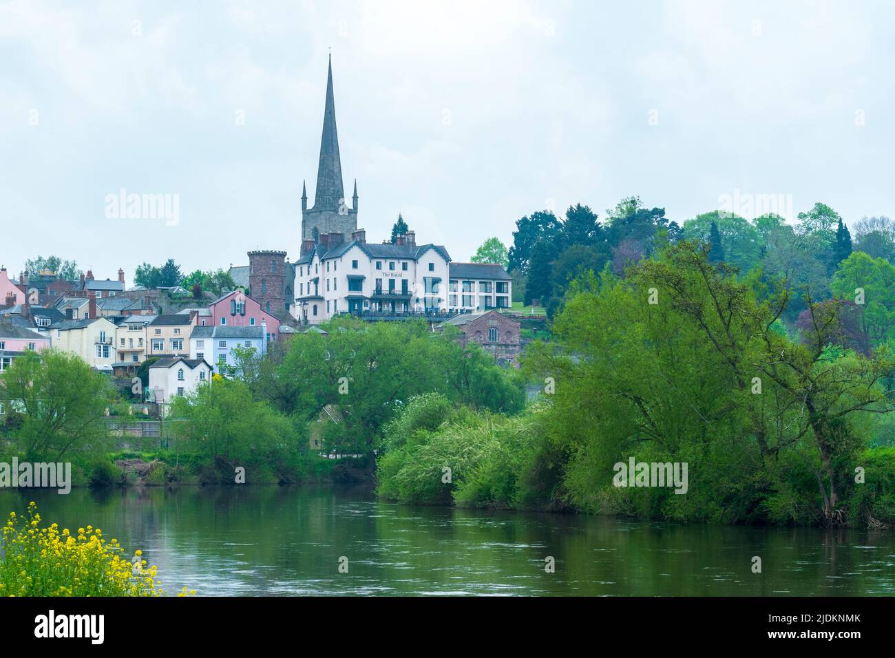 The River Wye flowing through RossOnWye, Herefordshire, UK Stock