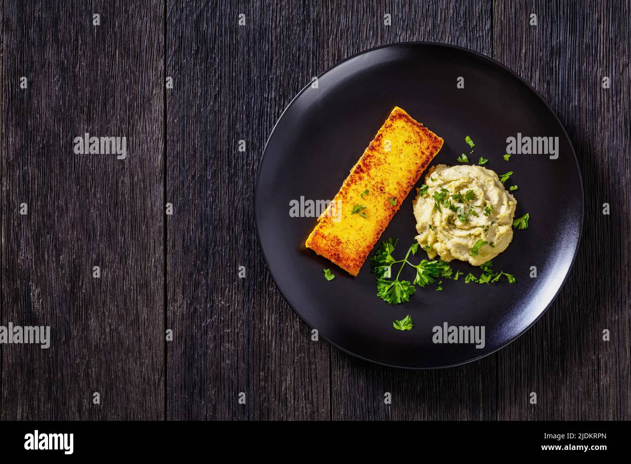 creamed salt cod fluffy pate with toasted polenta Stock Photo Alamy