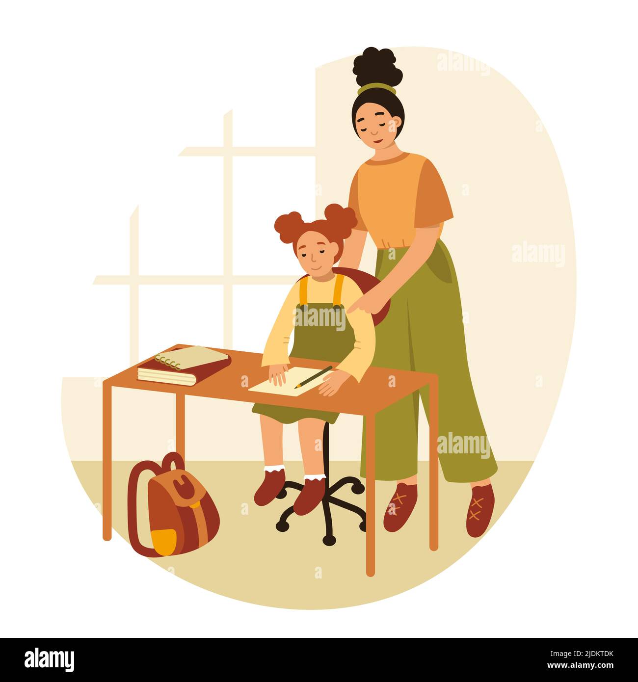 Vector illustration mother teaching child Cut Out Stock Images & Pictures -  Alamy