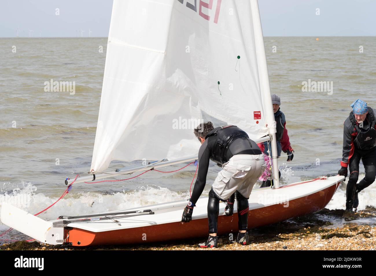 Tankerton 60 minutes sailing race 'Commodore 3 & 4' took place under choppy water on a windy summer afternoon today Stock Photo