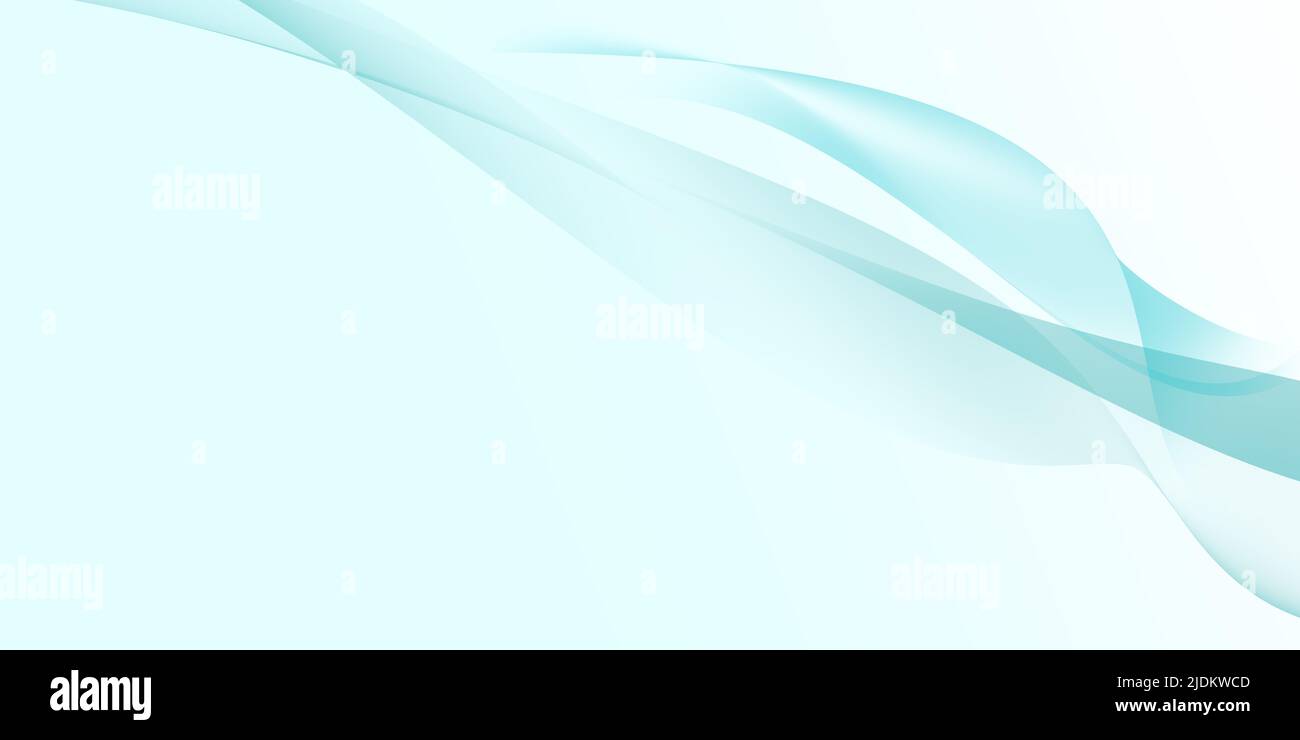 Abstract flowing waves on bright blue background. Copy space Stock Photo