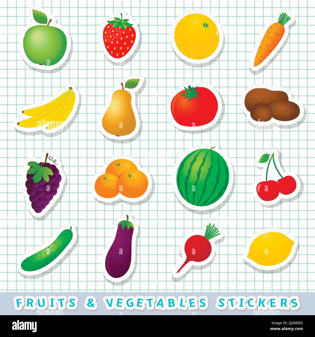 Fruits and vegetables stickers set Stock Vector Image & Art - Alamy
