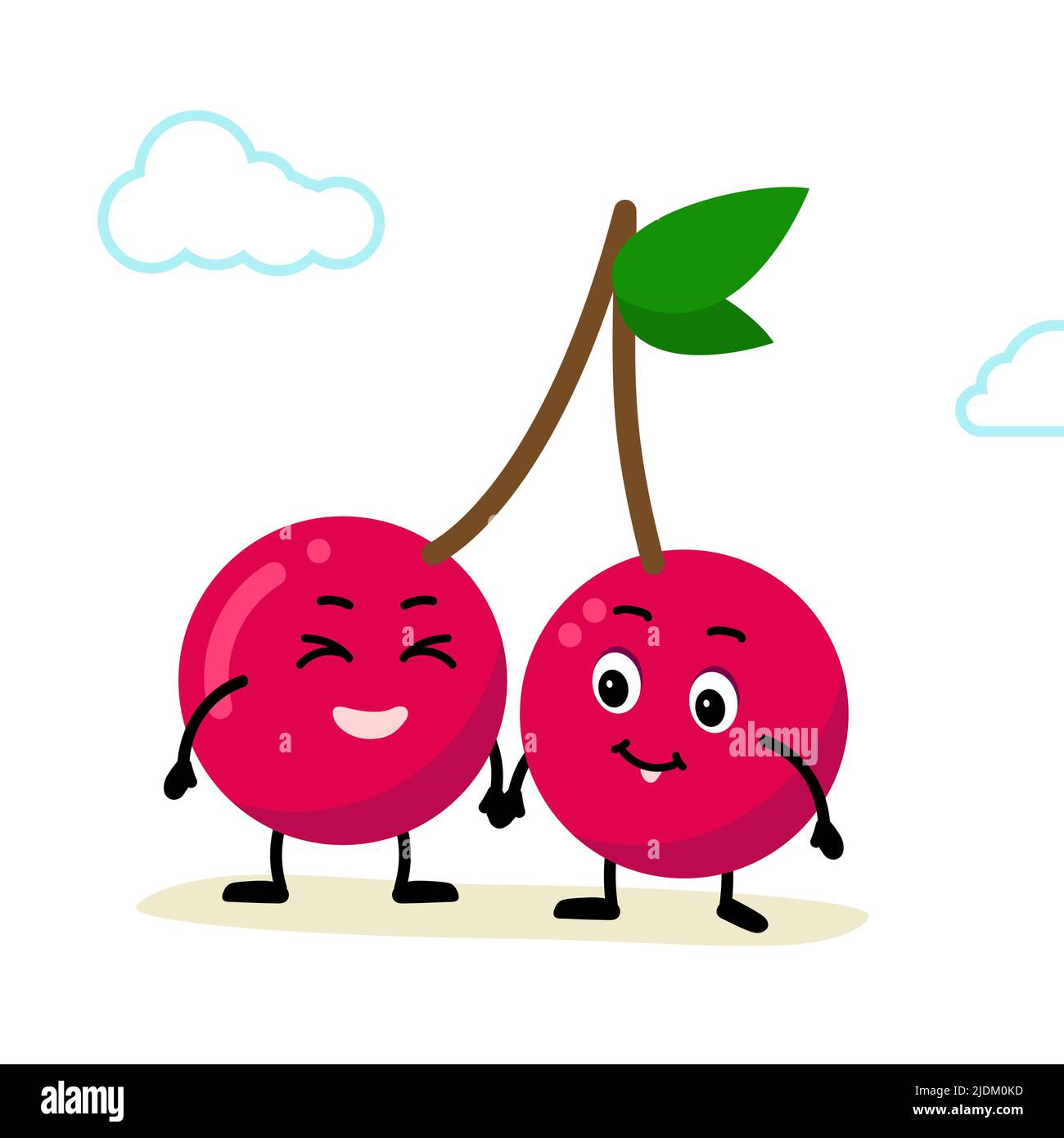 character cherry, berry fruit. Cute and funny comic style. Flat cartoon