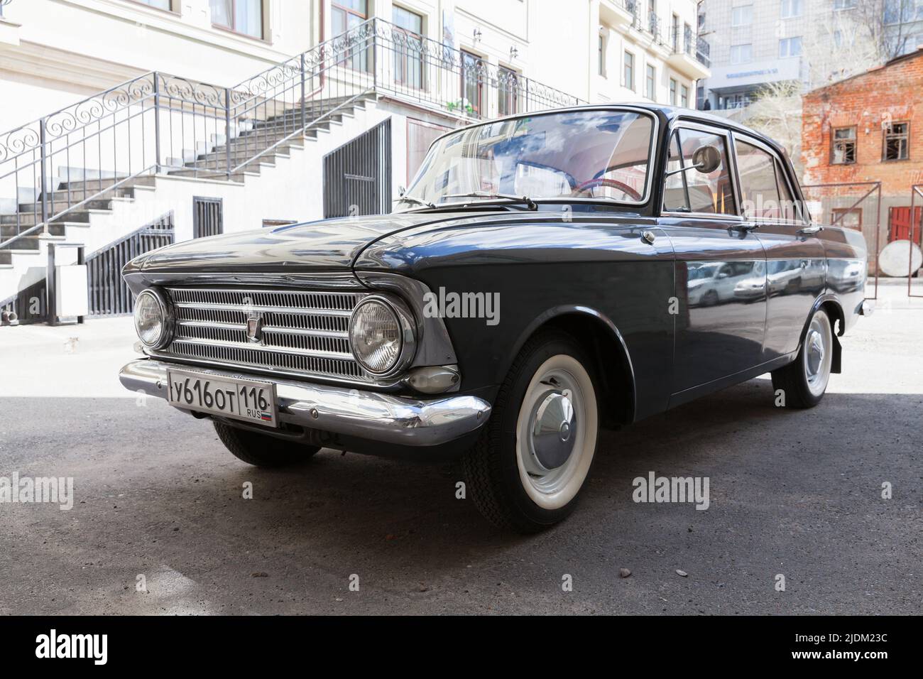 Kazan, Russia - May 6, 2022: Moskvitch 412 1968 release, close up outdoor photo Stock Photo
