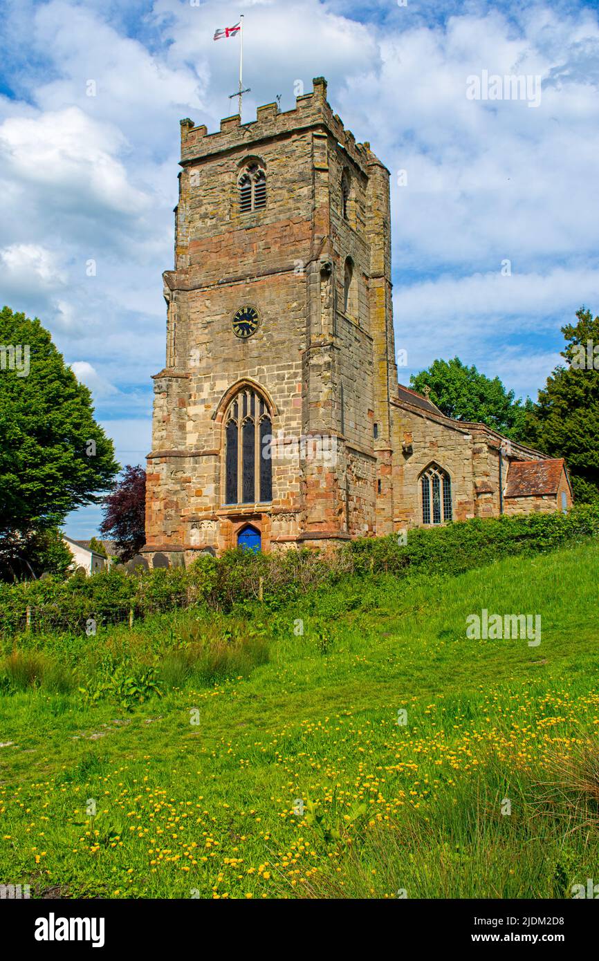 Brinklow village, Warwickshire. Church of St. John the Baptist. A Grade ll* listed building. Late 15th century with 19th century restorations. Stock Photo