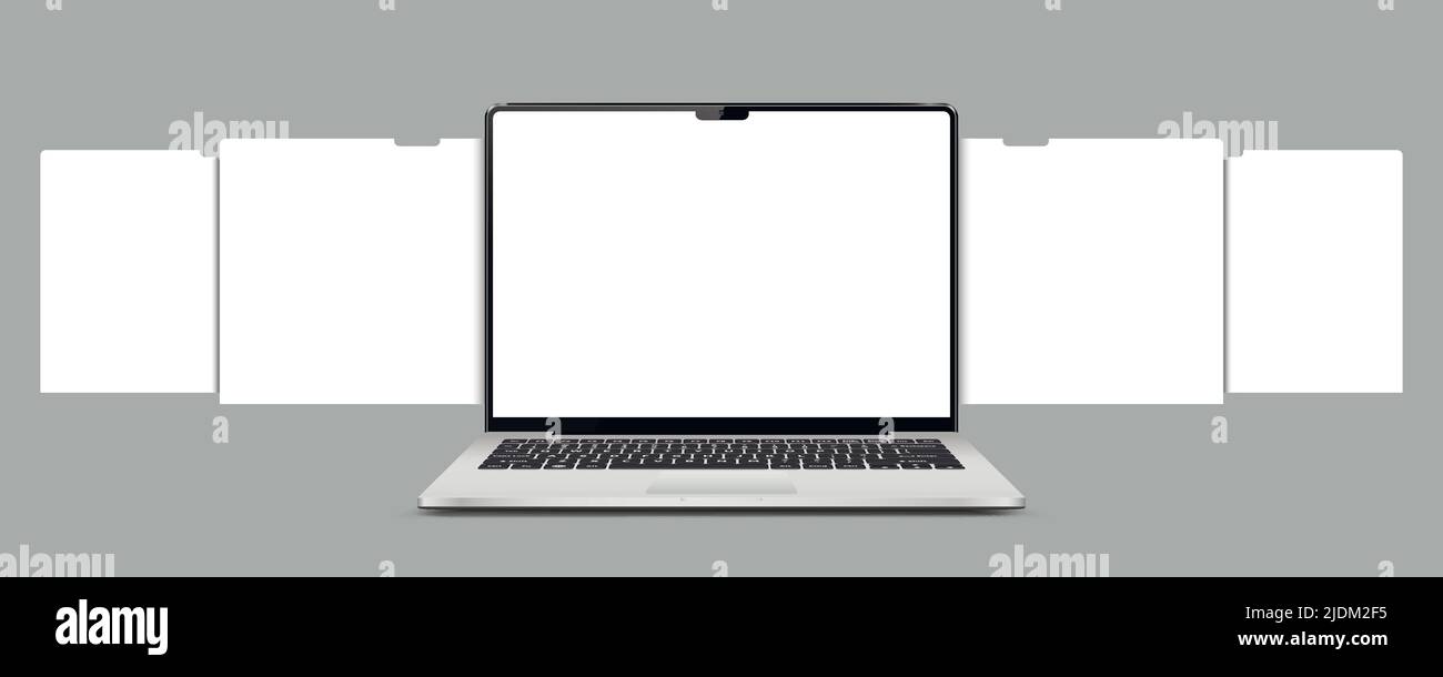 Laptop with blank web pages. Mockup for showing screenshots of web-sites. Stock Vector