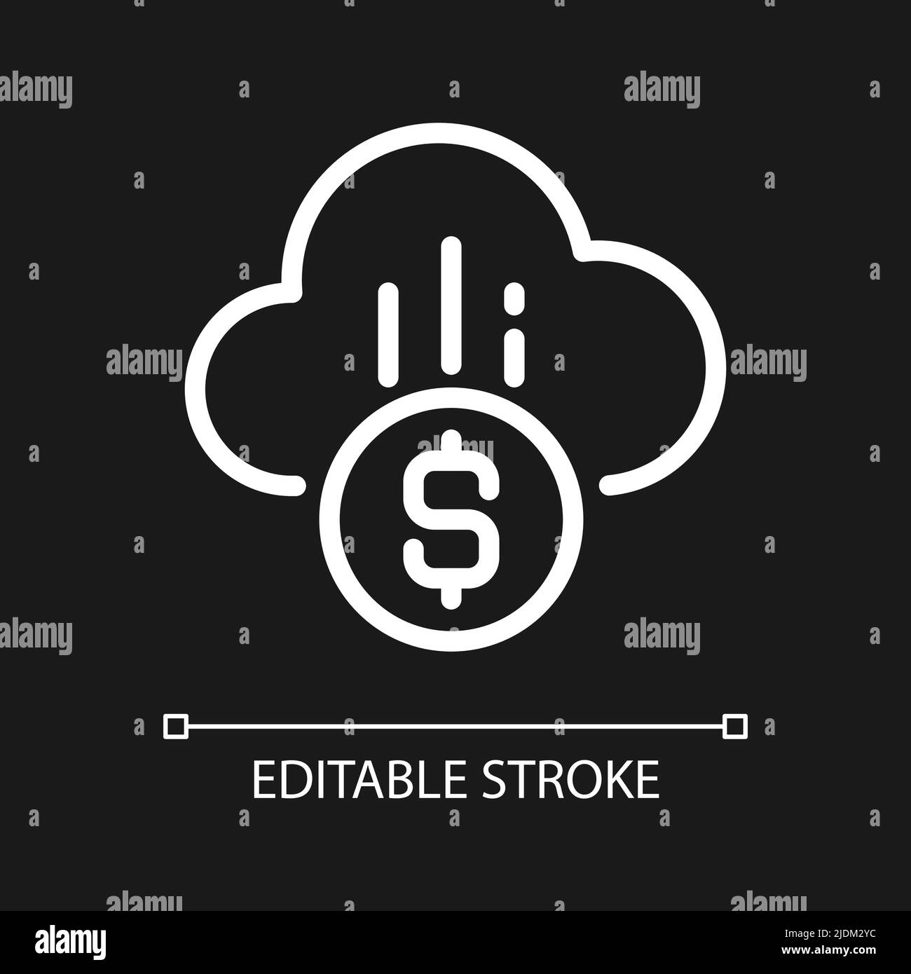 Cloud payment pixel perfect white linear icon for dark theme Stock ...