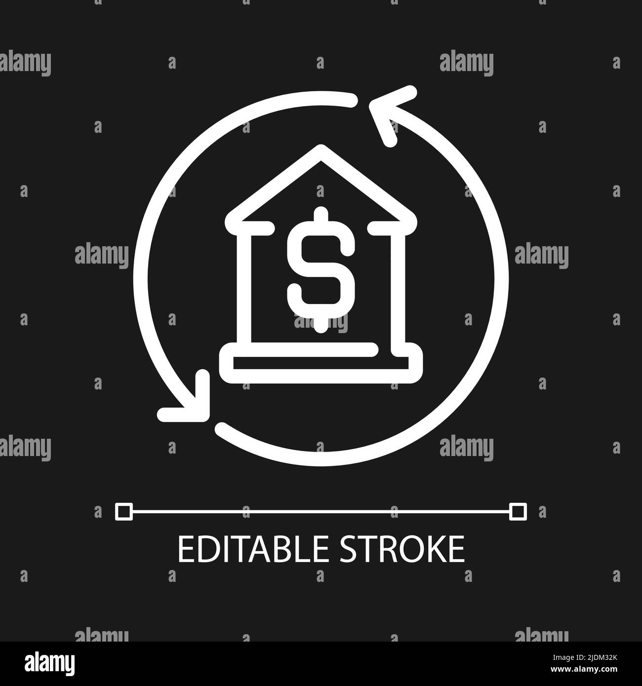 Mortgage pixel perfect white linear icon for dark theme Stock Vector ...