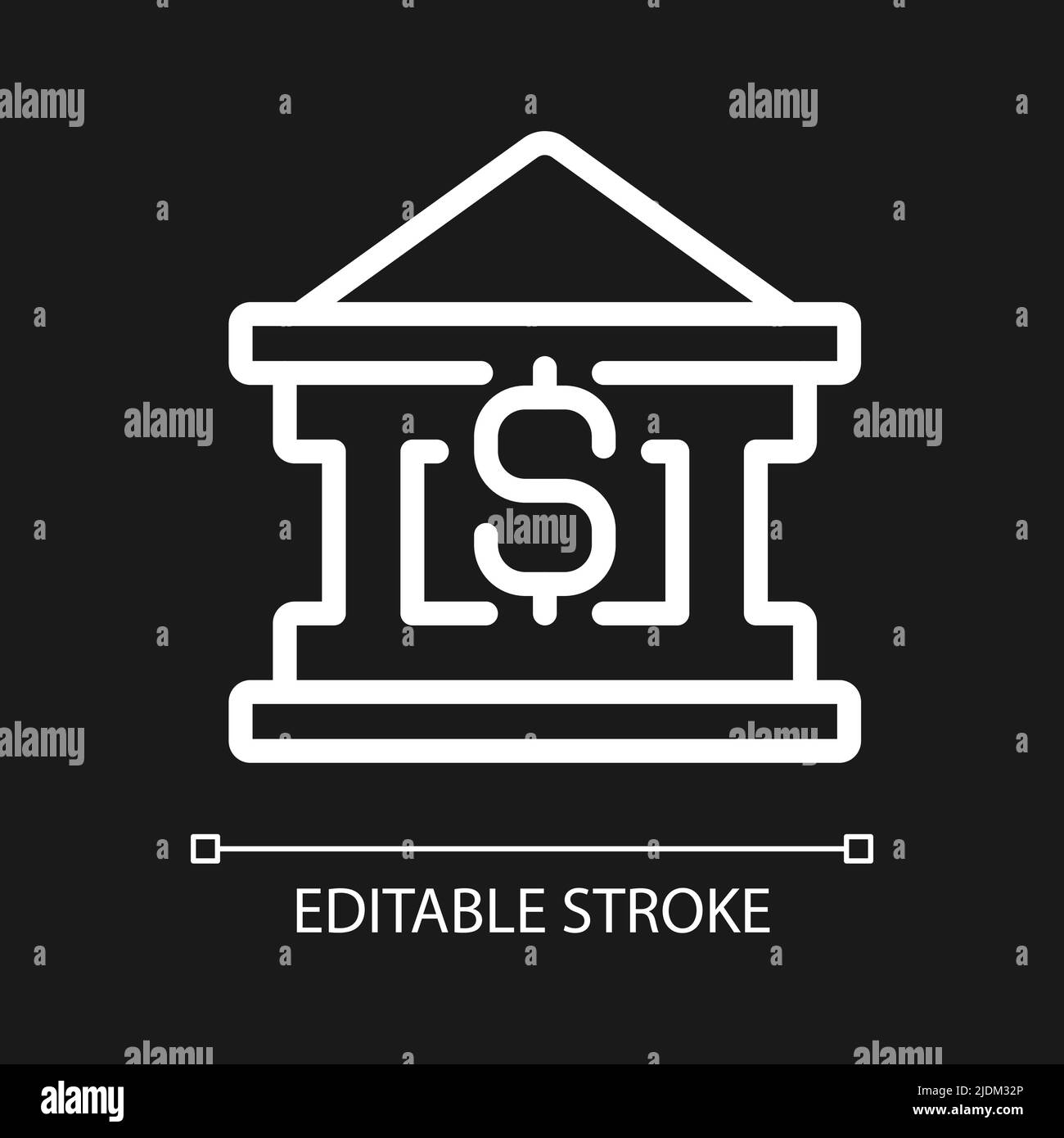 Bank building pixel perfect white linear icon for dark theme Stock ...