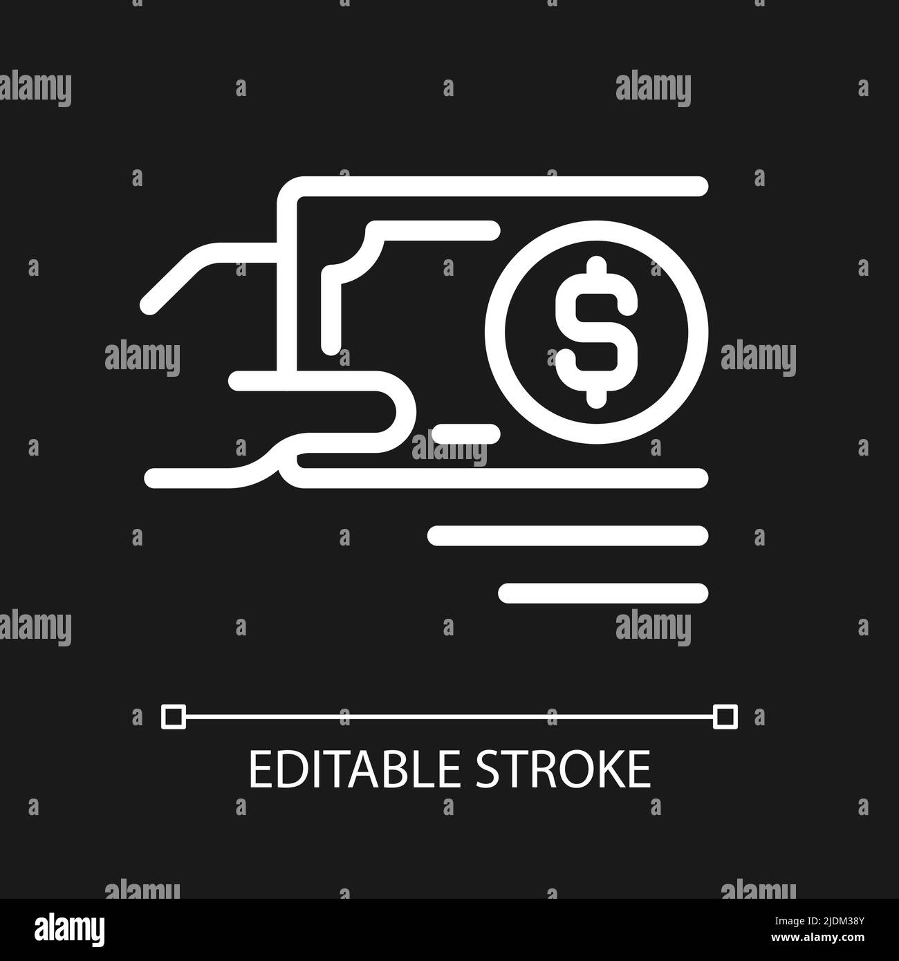 Payment in cash pixel perfect white linear icon for dark theme Stock ...