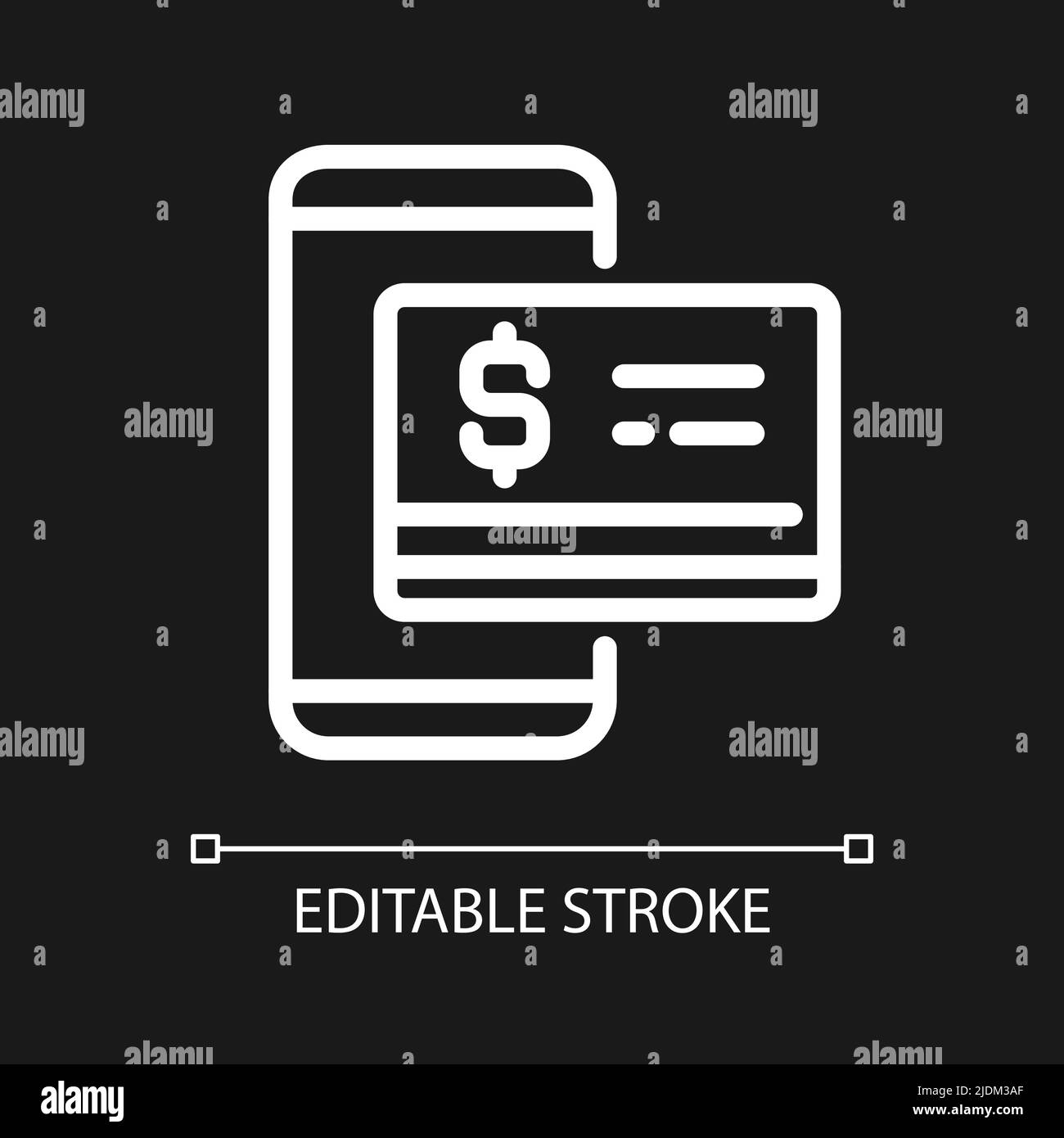 Digital money pixel perfect white linear icon for dark theme Stock ...