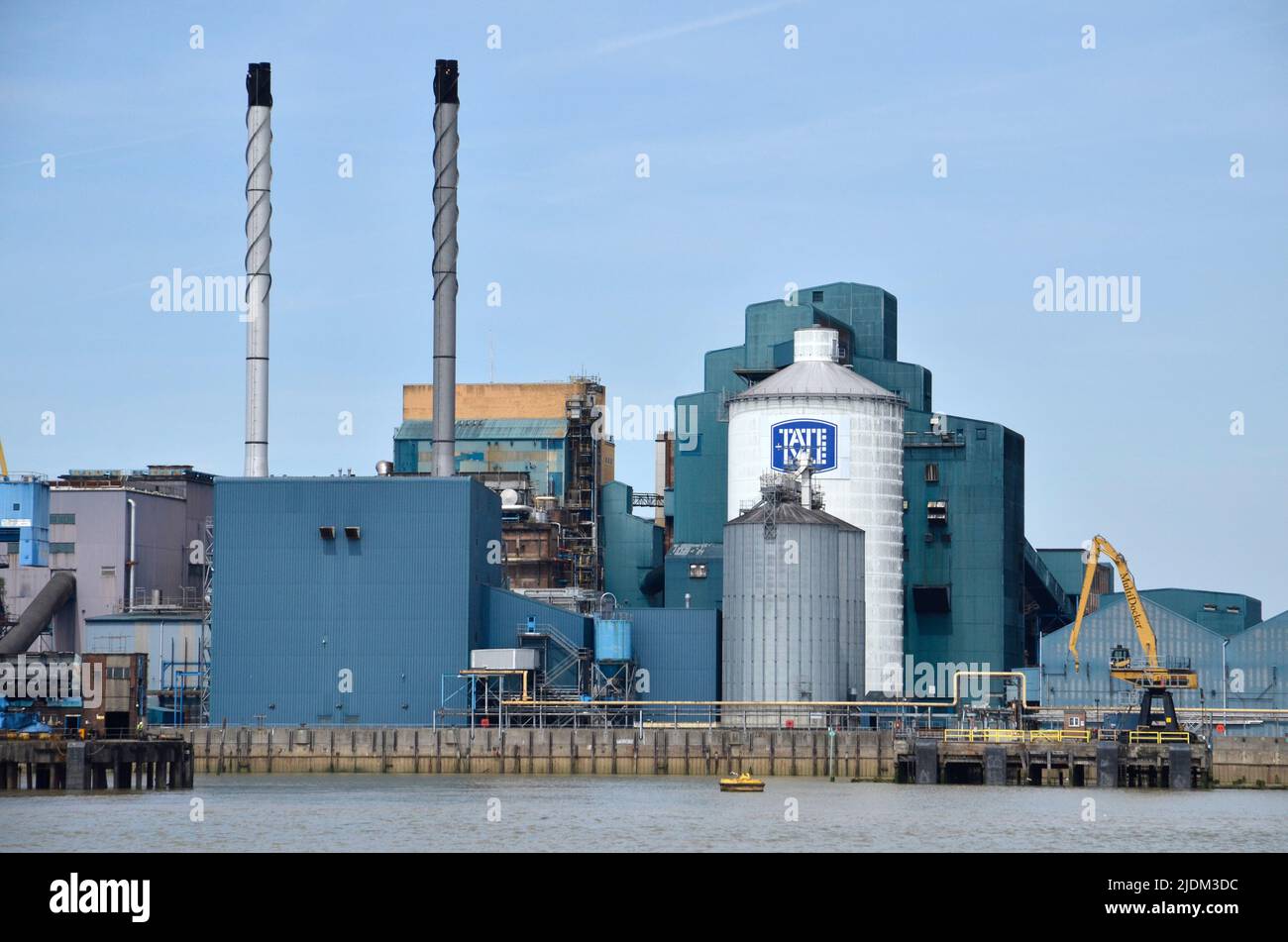 The former Tate and Lyle Sugar refinery on the River Thames at Silvertown in East London Stock Photo