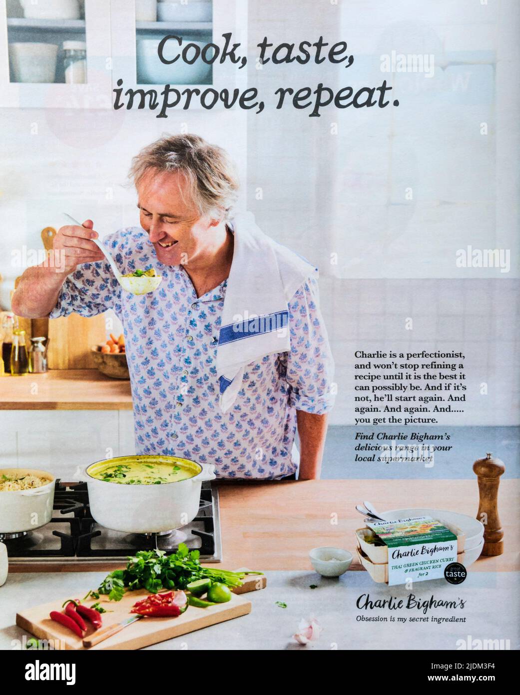 Magazine advertisement for Charlie Bigham's ready meals. Stock Photo