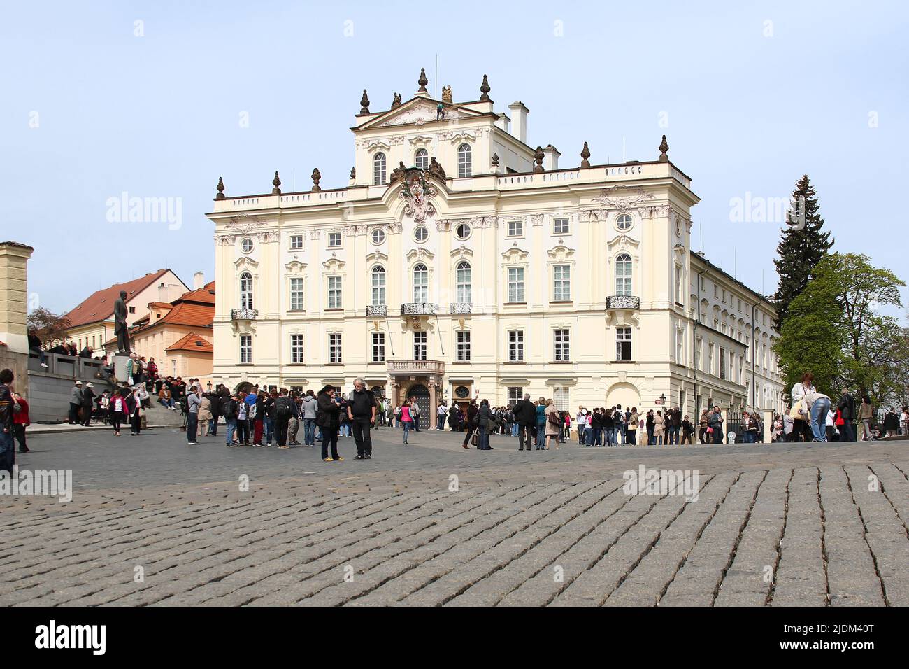 PRAGUE, CZECH - APRIL 24, 2012: This is the Archbishop's Palace on Hradcany Square, the residence of the Archbishop of the city. Stock Photo