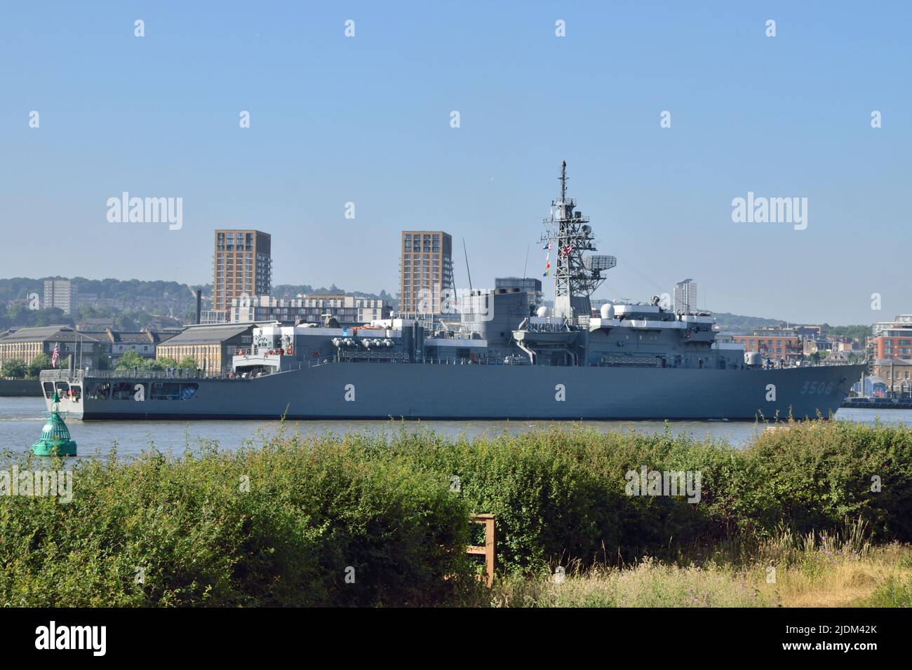 Japan Maritime Self-Defense Force training ship JS Kashima on the River Thames on a visit to London Stock Photo