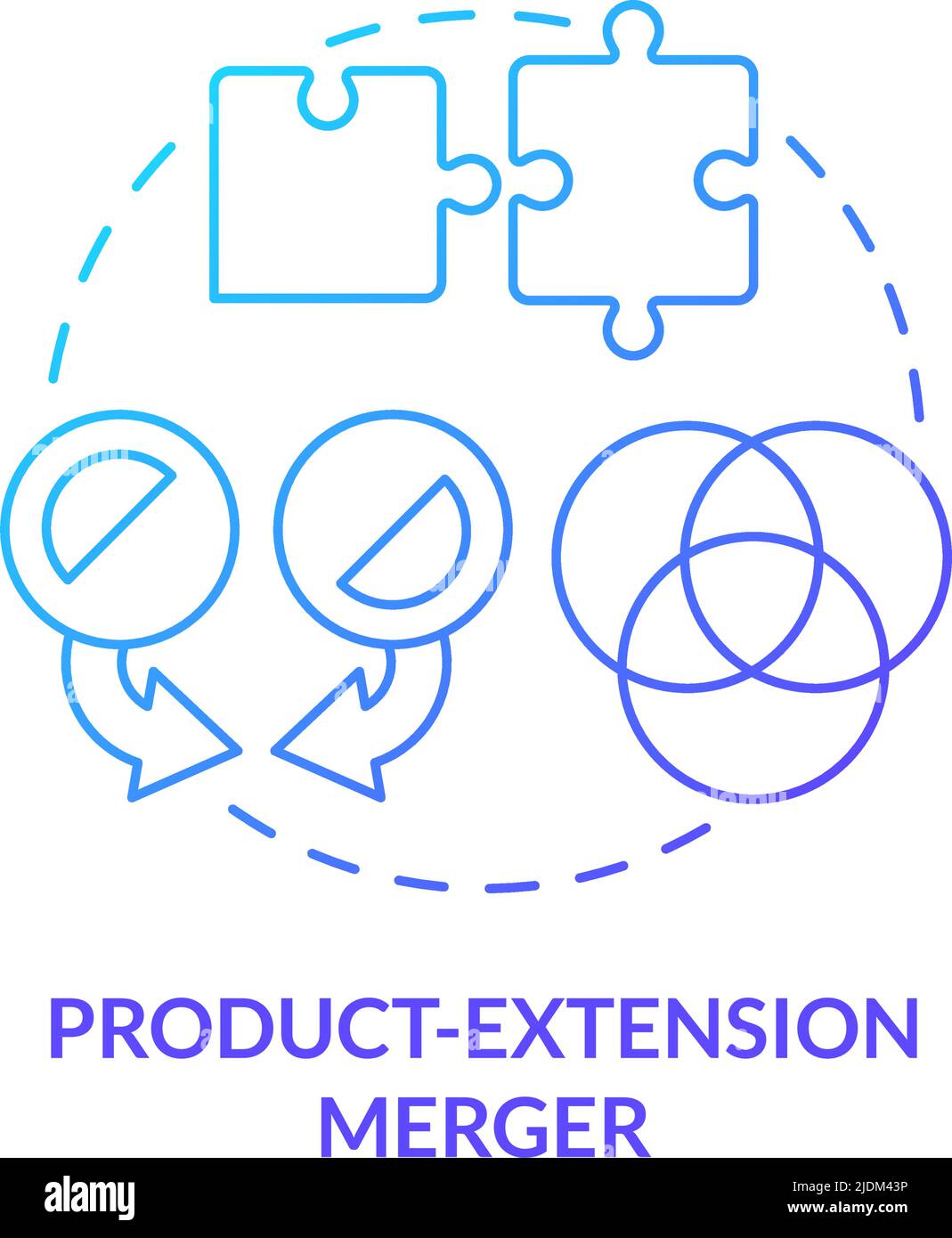 Product extension business merger blue gradient concept icon Stock