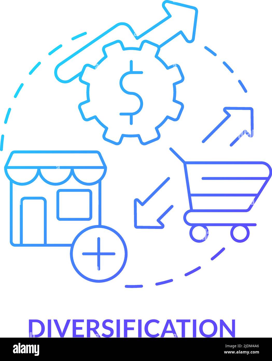 Diversification blue gradient concept icon Stock Vector