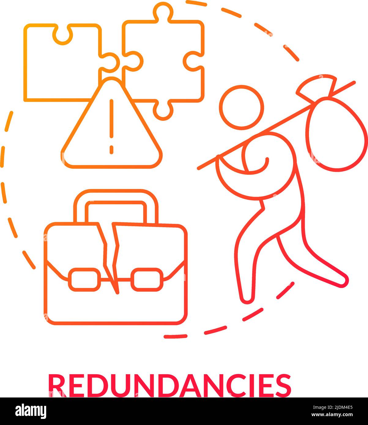 Redundancies red gradient concept icon Stock Vector