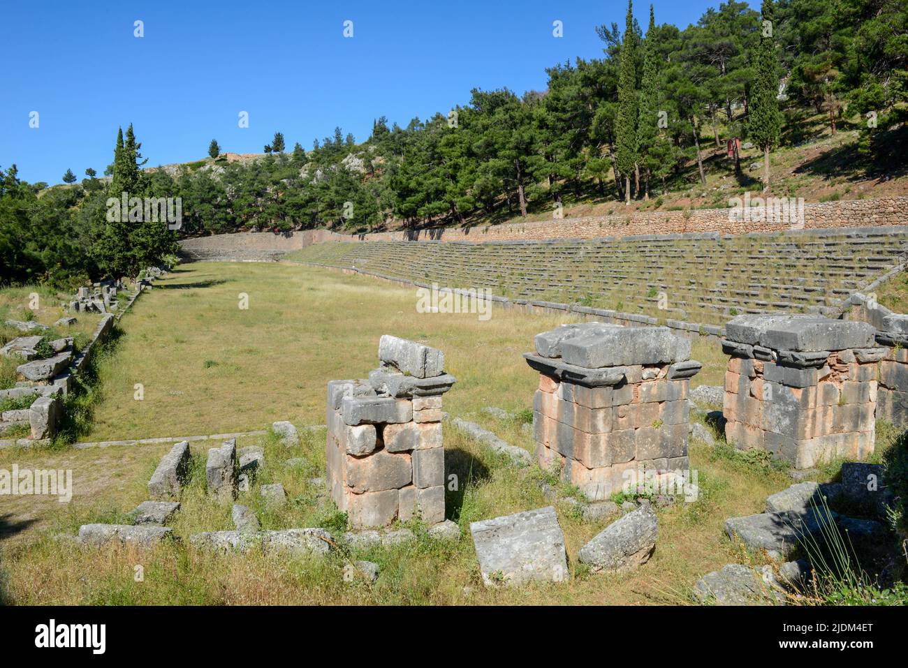 View at the archaeological site of Delfi on Greece Stock Photo