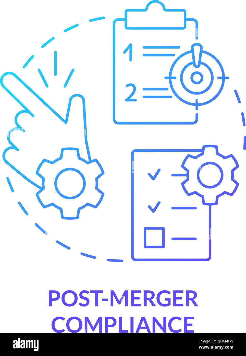 Post merger compliance blue gradient concept icon Stock Vector