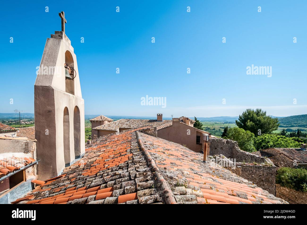 Typical bell tower, of an old village in Haut-Languedoc, in Herault, in Occitanie, France Stock Photo
