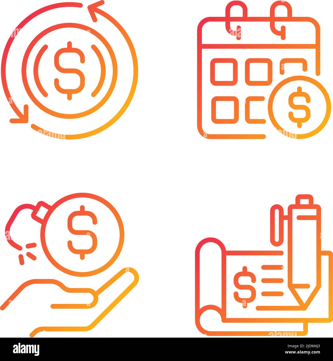 Transactions and payments pixel perfect gradient linear vector icons set Stock Vector