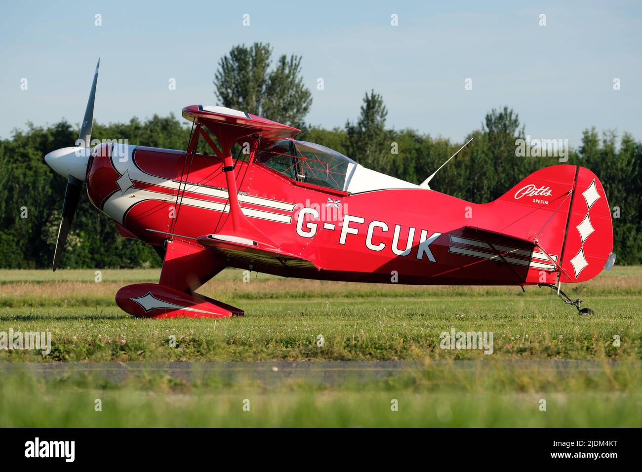 Pitts S-1C Special single seat aerobatic biplane registered as G-FCUK seen in June 2022 UK Stock Photo