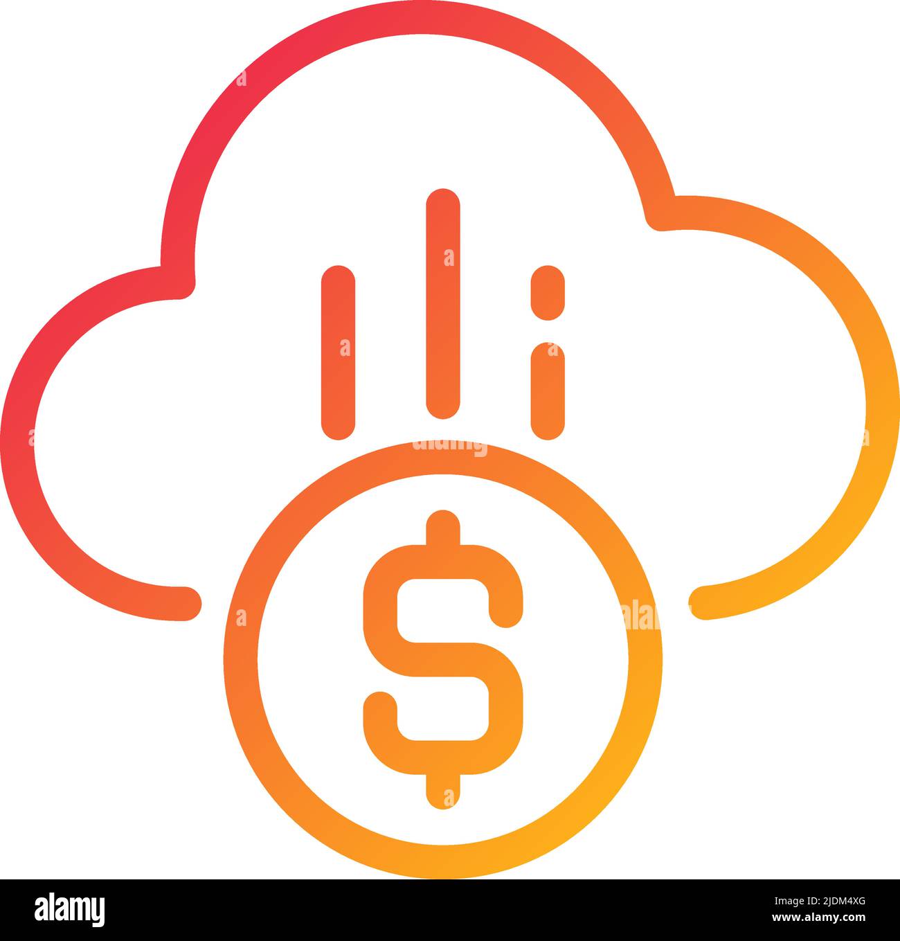 Cloud payment pixel perfect gradient linear vector icon Stock Vector