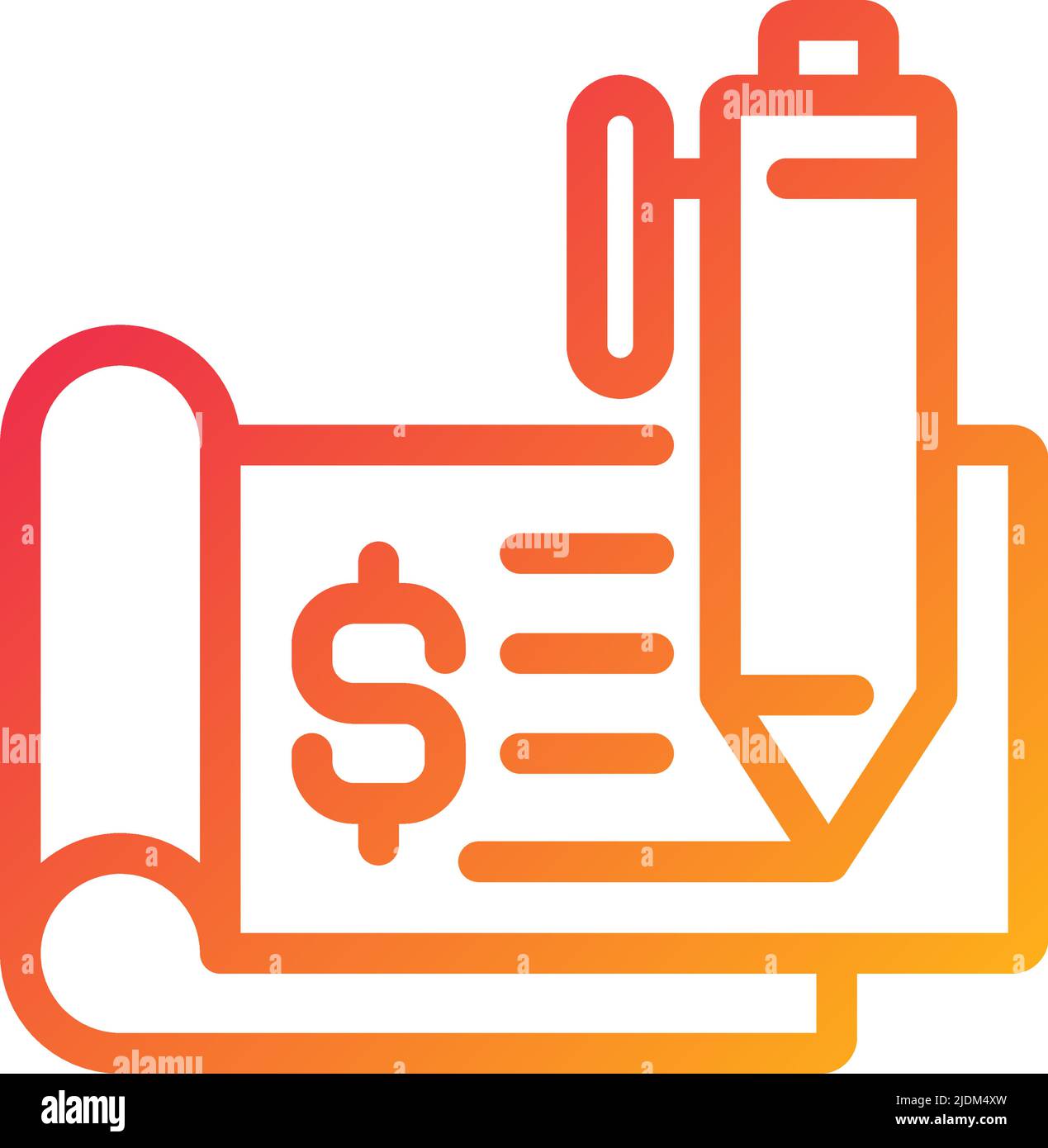 Chequebook pixel perfect gradient linear vector icon Stock Vector