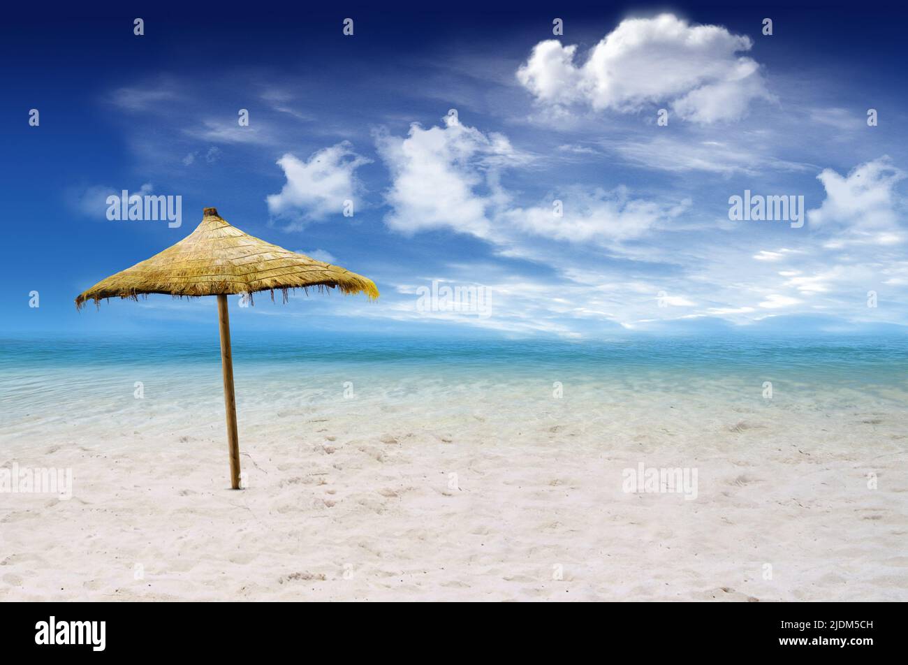 Tropical beach with blue sky and clouds in the background Stock Photo ...