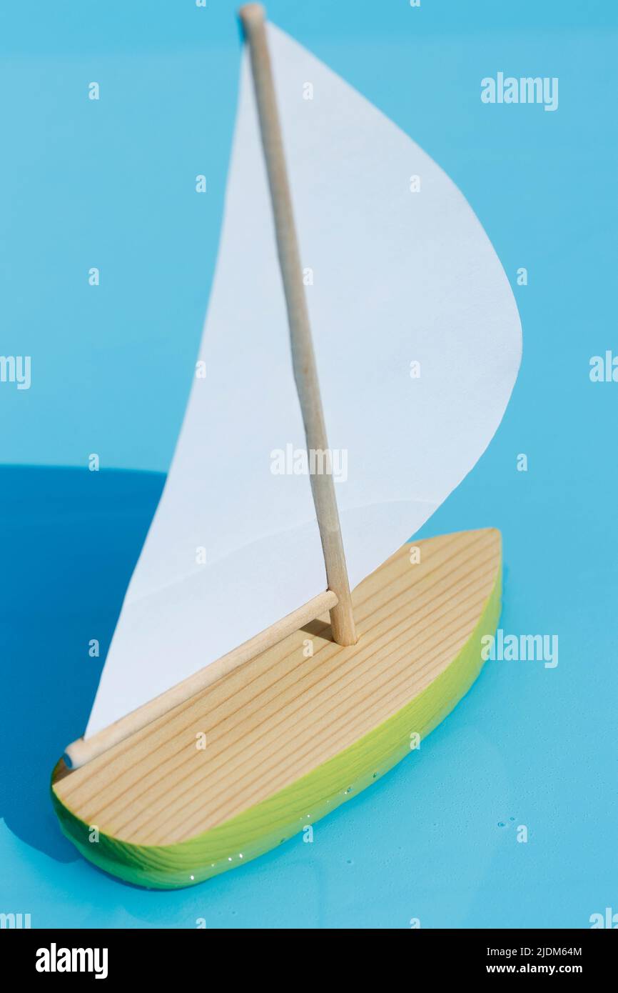 Model Yacht in Pool Stock Photo