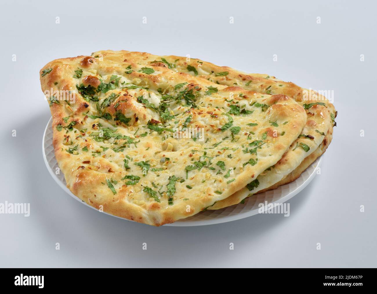 Garlic Naan Bread, traditional indian flatbread, baked in a clay oven