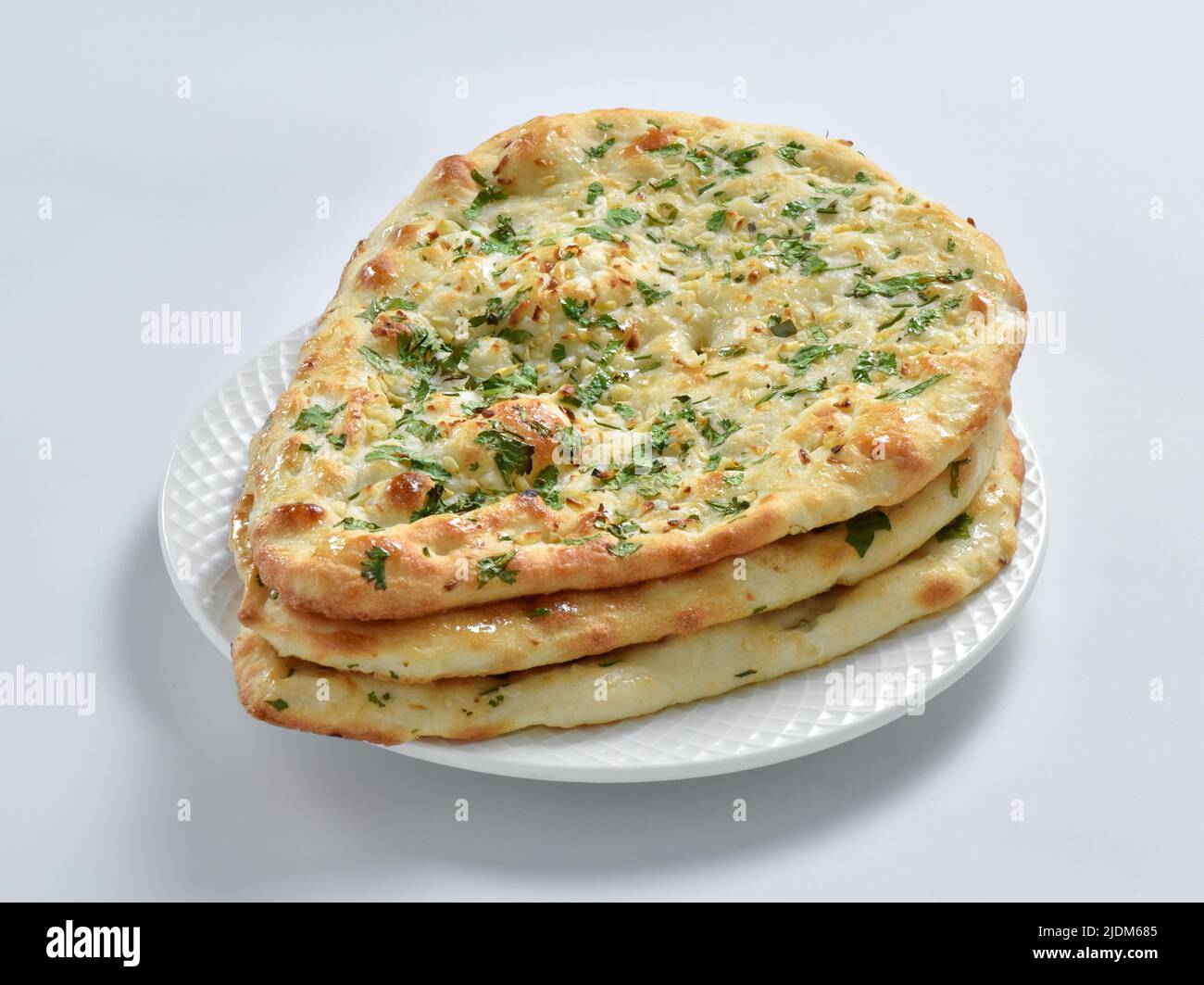 Garlic Naan Bread, traditional indian flatbread, baked in a clay oven