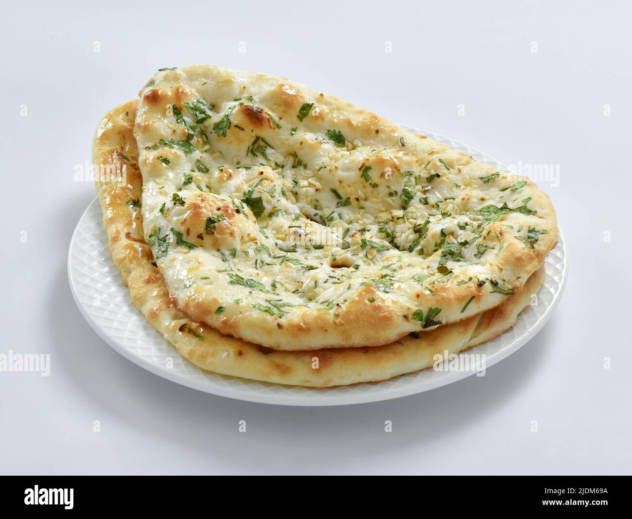 Garlic Naan Bread, traditional indian flatbread, baked in a clay oven