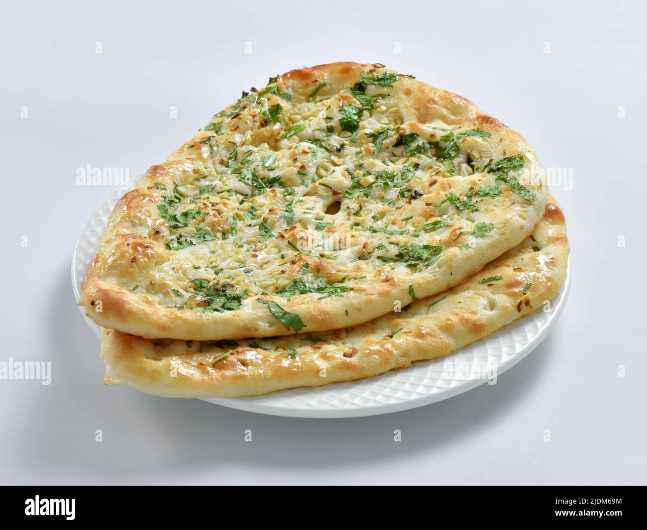 Garlic Naan Bread, traditional indian flatbread, baked in a clay oven
