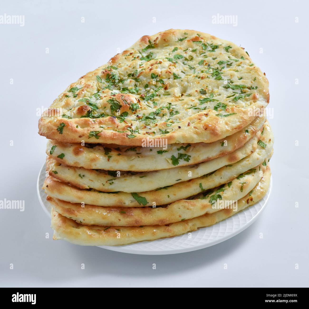 Garlic Naan Bread, traditional indian flatbread, baked in a clay oven