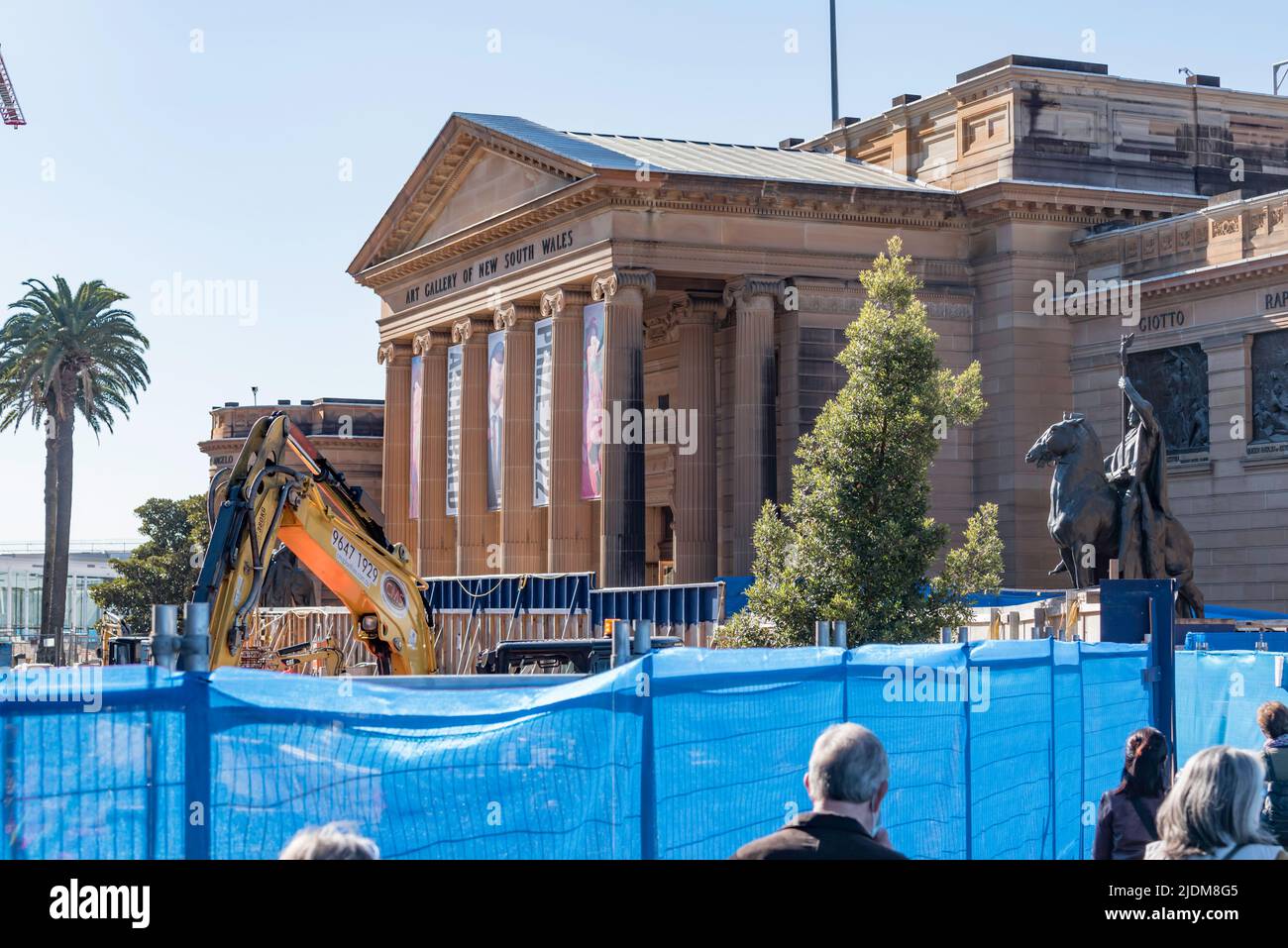 June 22, 2022 Sydney, Australia: The entry to the Art Gallery of New South Wales in Sydney City is surrounded by safety fences and construction works Stock Photo
