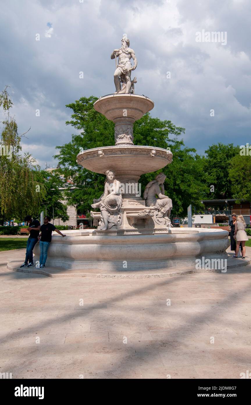 Stone  Danube Fountain in Budapest, Hungary, Stock Photo