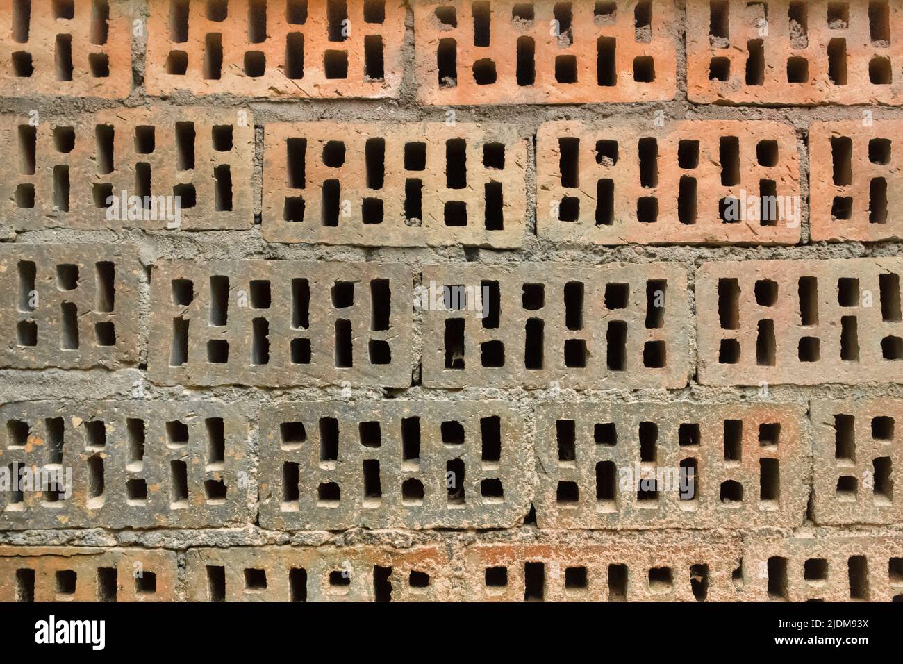 Old Air Brick Hollow Brick Dirty Pattern Wall Texture Background Construction. Stock Photo