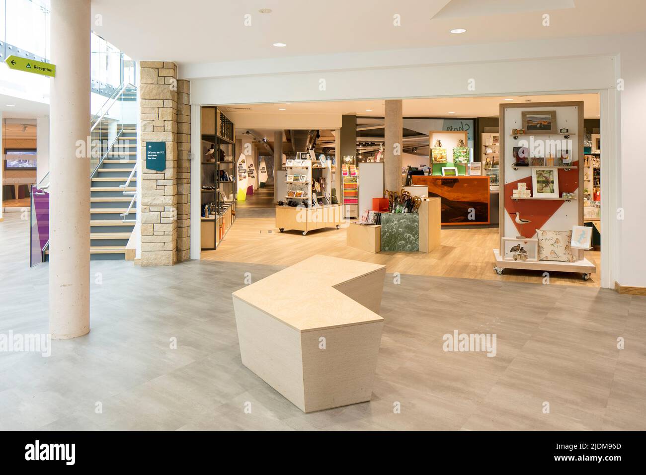 Entrance foyer with gift shop. The Sill Visitors Centre, Once Brewed, Haltwhistle, United