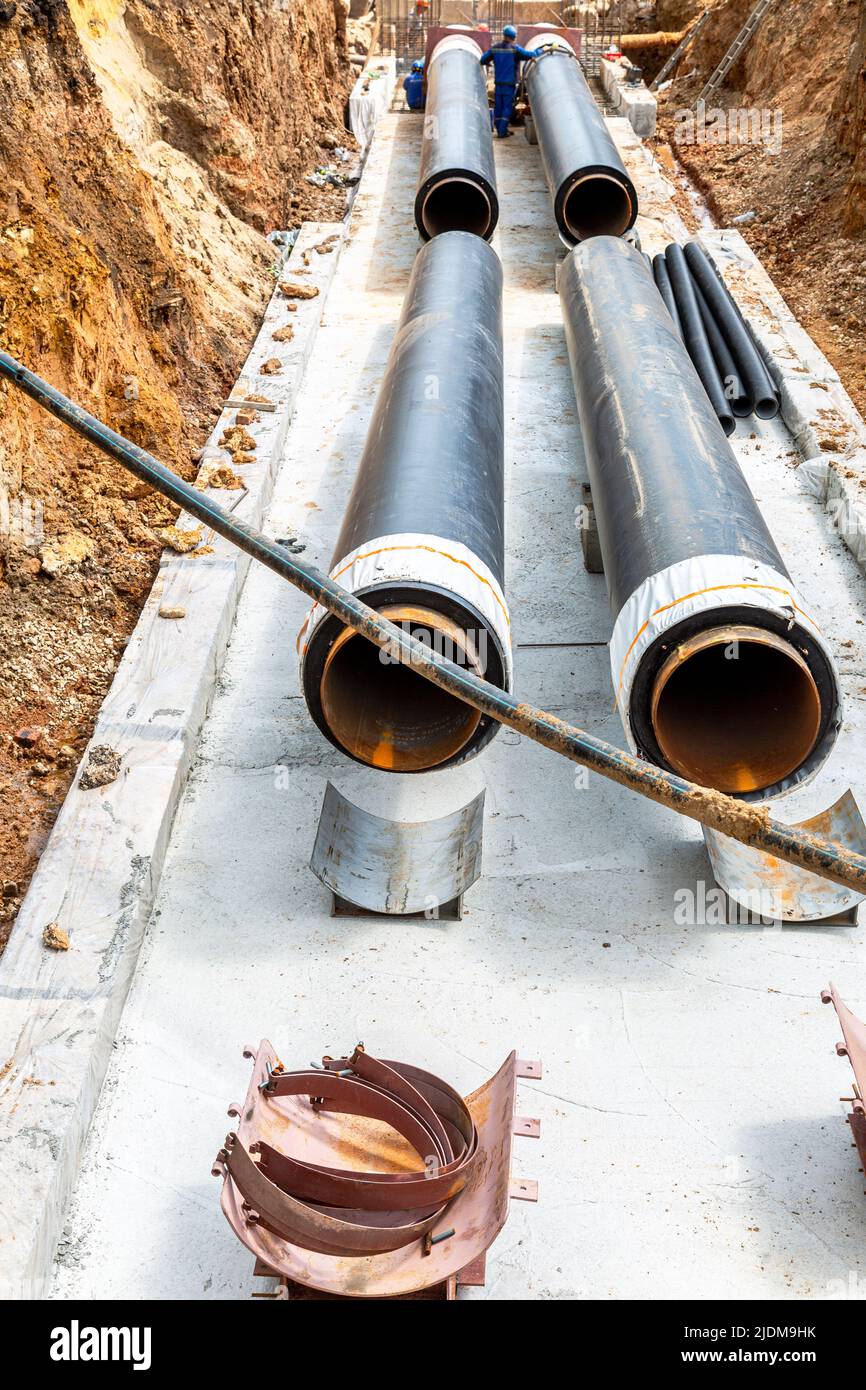 Replacement of heating pipes and modernization of the heating system. Construction works on