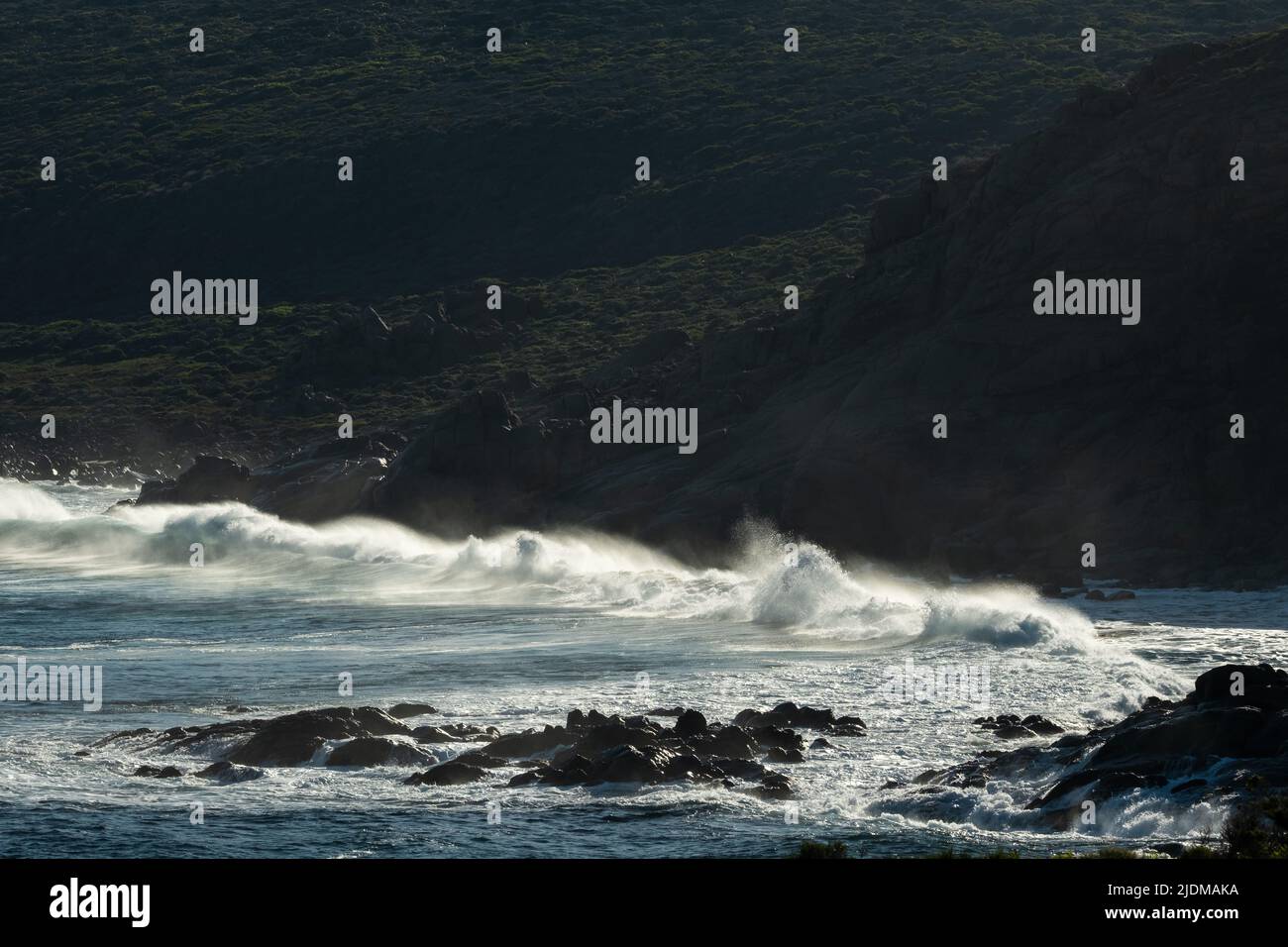 Waves thumping into the rocky coast near Canal Rocks, Yallingup, Western Australia Stock Photo