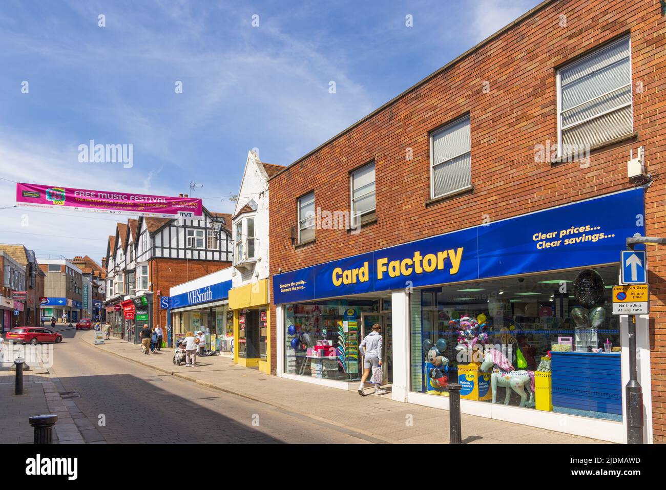 View of the shops in South Street, Bishop's Stortford. UK Stock Photo