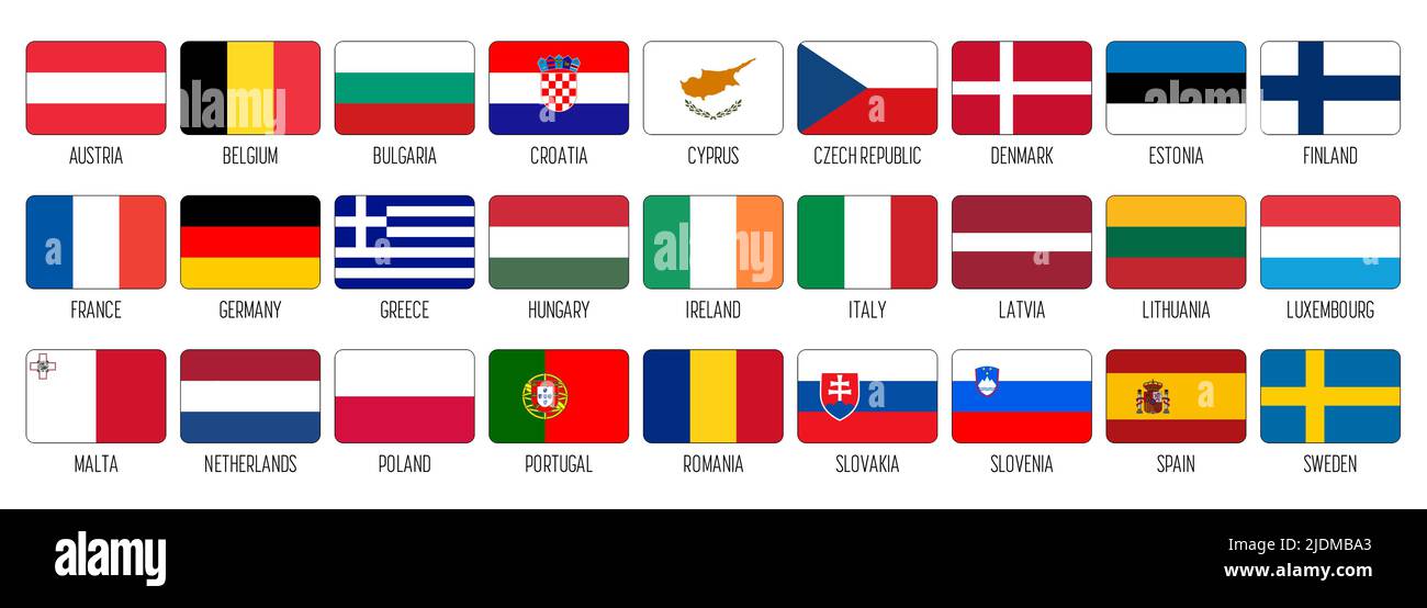 National flags of EU members Stock Vector